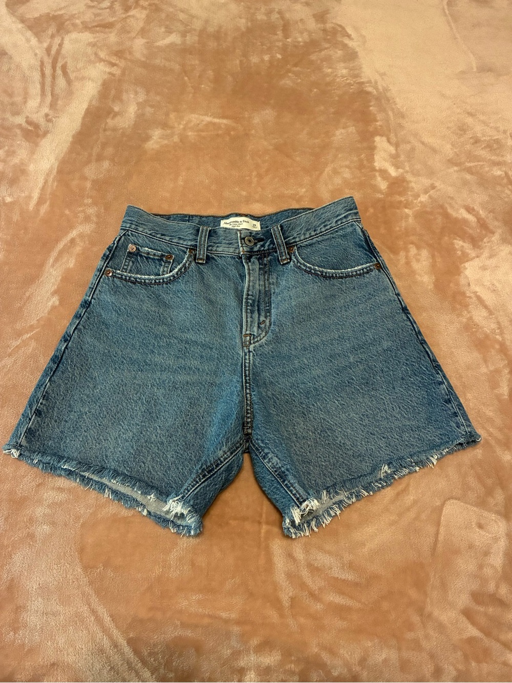 Abercrombie & Fitch Medium Blue High-Rise Denim Shorts
